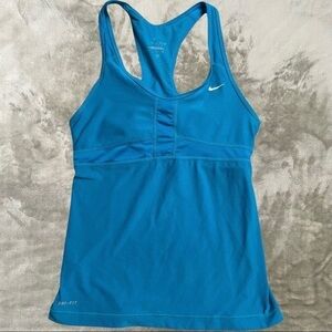 Nike Teal Dri-FIT Racerback Athletic Workout Tank Top Built-In Bra Size Small